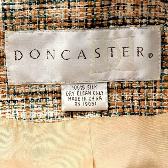 Vintage Silk Womens Tweed Blazer Jacket With Button Front & Pockets Size 16 - Picture 9 of 11